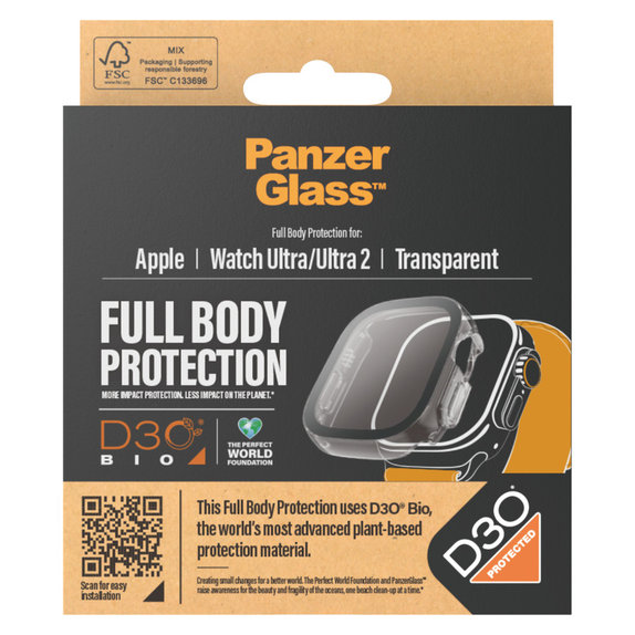 Kaljeno staklo Full Body D3O za Apple Watch Ultra/Ultra 2, Prozirna, PanzerGlass