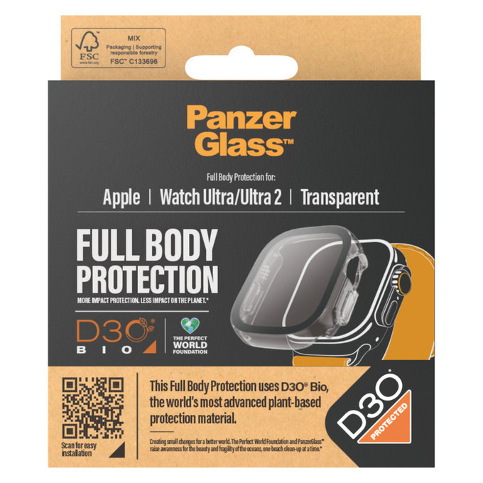 Kaljeno staklo Full Body D3O za Apple Watch Ultra/Ultra 2, Prozirna, PanzerGlass