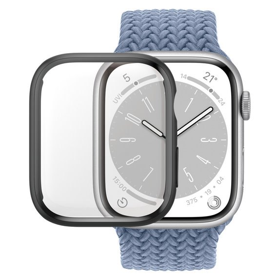 Kaljeno staklo Full Body D3O za Apple Watch 9/8/7 41 mm, Crna, PanzerGlass