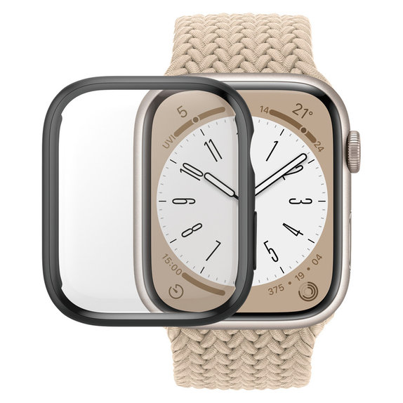 Kaljeno staklo Full Body D3O za Apple Watch 9/8/7 45 mm, Crna, PanzerGlass