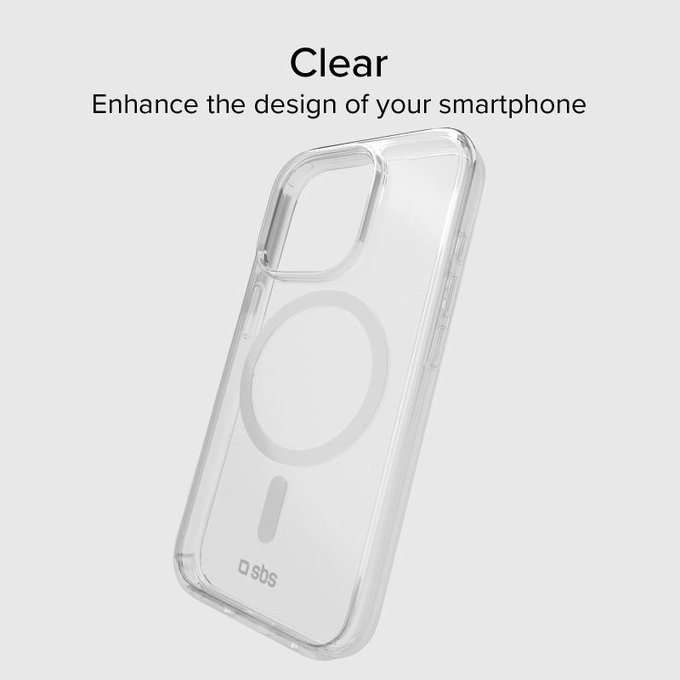 SBS - Maska Light Mag sa MagSafe za iPhone 15 Pro, prozirna