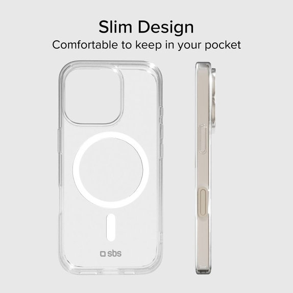 SBS - Maska Light Mag sa MagSafe za iPhone 15 Pro, prozirna