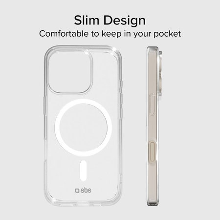 SBS - Maska Light Mag sa MagSafe za iPhone 15 Pro, prozirna