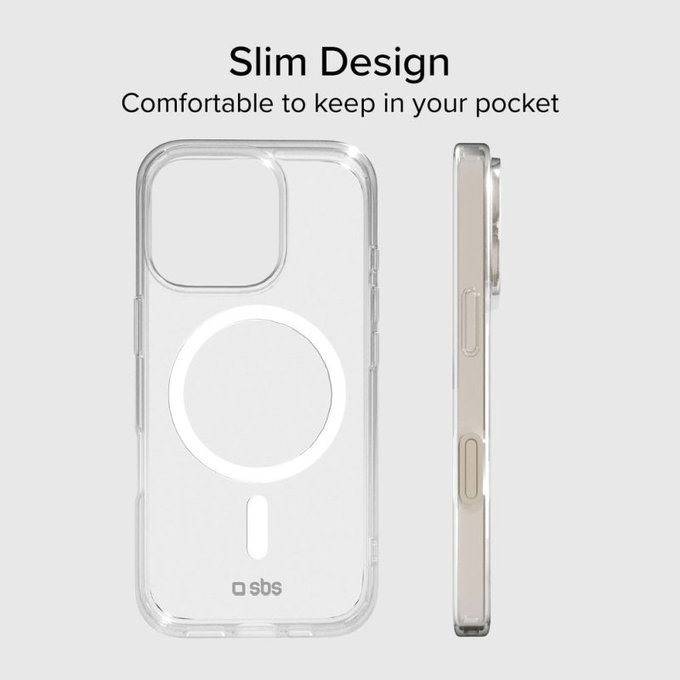 SBS - Maska Light Mag sa MagSafe za iPhone 15 Pro Max, prozirna