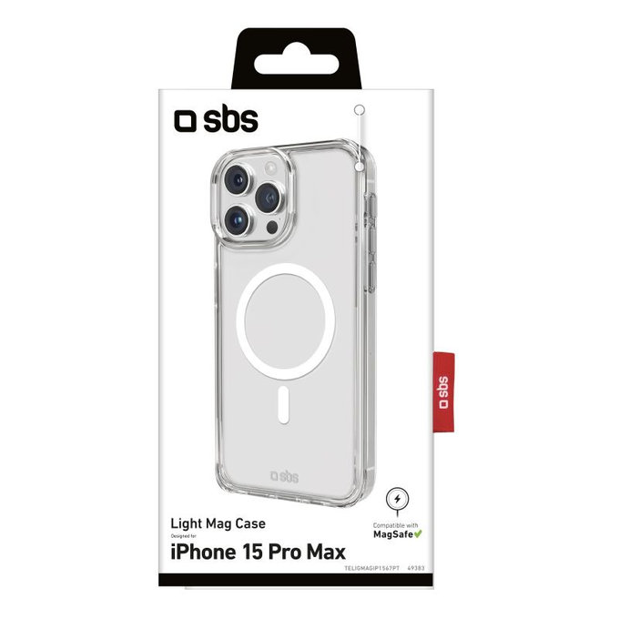 SBS - Maska Light Mag sa MagSafe za iPhone 15 Pro Max, prozirna