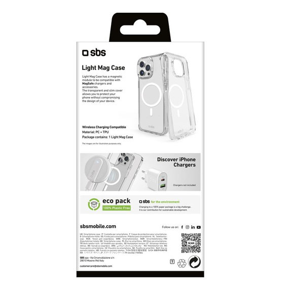 SBS - Maska Light Mag sa MagSafe za iPhone 15 Pro Max, prozirna