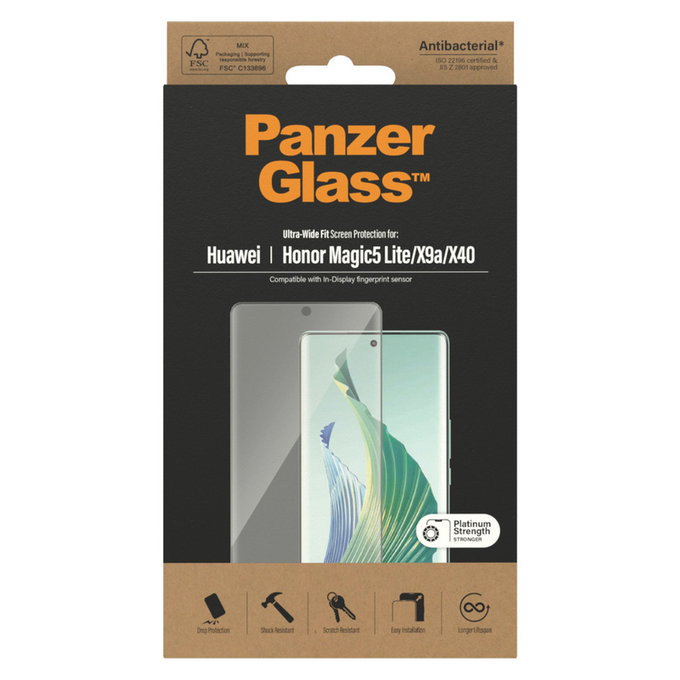 Kaljeno staklo UWF za Honor Magic5 Lite, Crna, PanzerGlass
