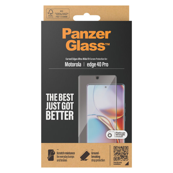 Kaljeno staklo UWF za Motorola Edge 40 Pro, Crna, PanzerGlass