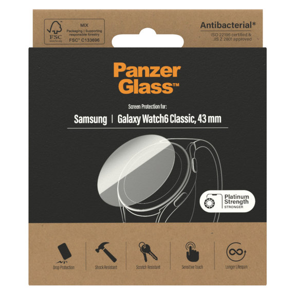 Kaljeno staklo Flat Glass AB za Samsung Galaxy Watch6 43 mm, Prozirna, PanzerGlass