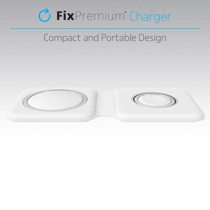 FixPremium - MagSafe Duo za iPhone a Apple Watch, bijela