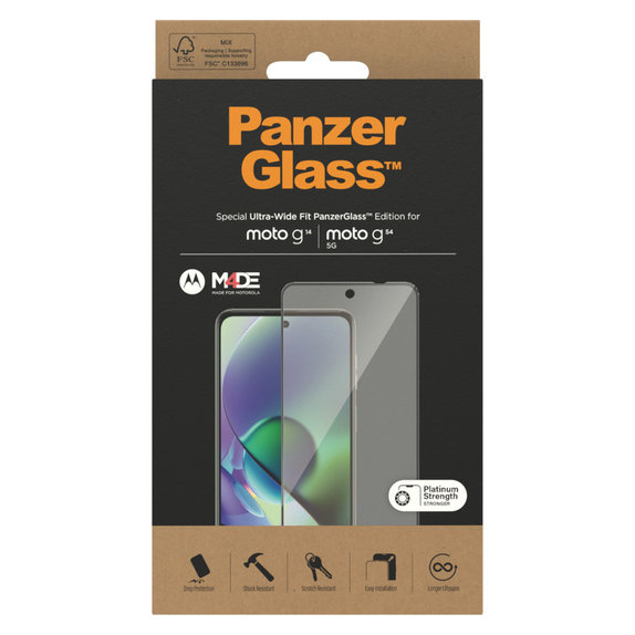 Kaljeno staklo UWF za Motorola Moto G14/G54 5G, Crna, PanzerGlass