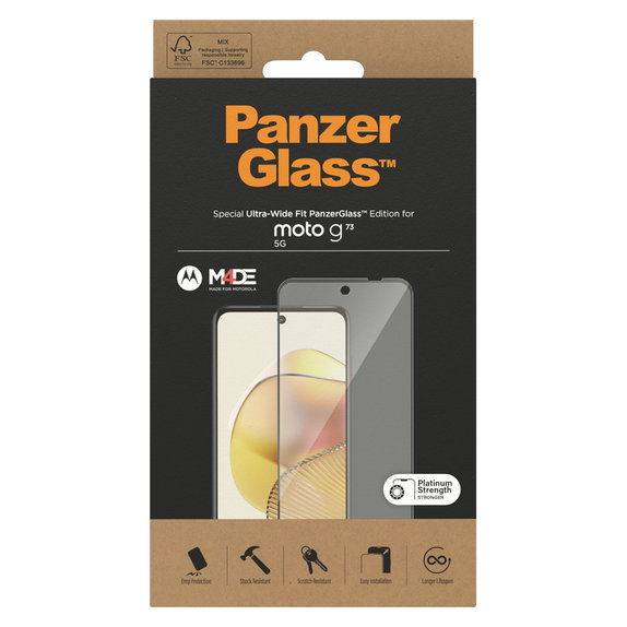 Kaljeno staklo UWF za Motorola Moto G73 5G, Crna, PanzerGlass