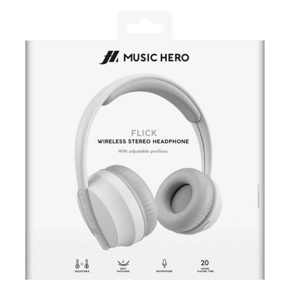 Music Hero - Stereo Bežične Slušalice Skidup s mikrofonom, bijela