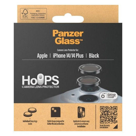 PanzerGlass - Zaštitni poklopac za objektiv kamere Hoops za iPhone 14 a 14 Plus, crno