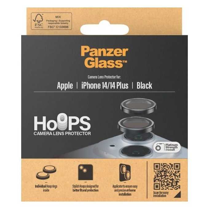 PanzerGlass - Zaštitni poklopac za objektiv kamere Hoops za iPhone 14 a 14 Plus, crno