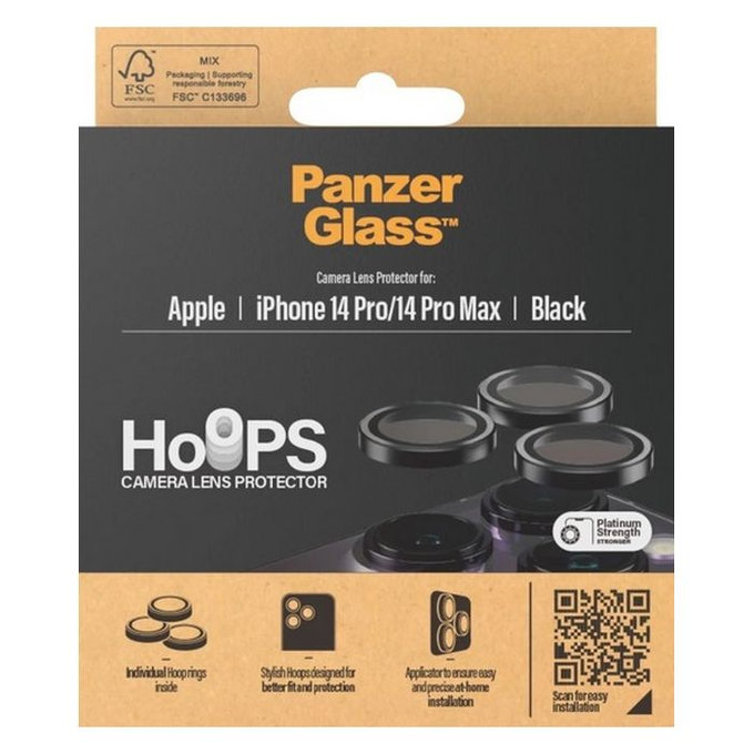 PanzerGlass - Zaštitni poklopac za objektiv kamere Hoops za iPhone 14 Pro a 14 Pro Max, crno