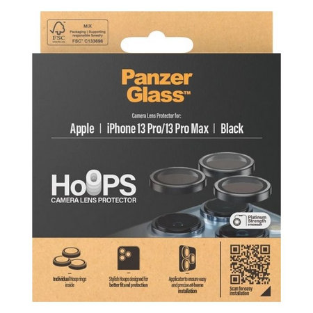 PanzerGlass - Zaštitni poklopac za objektiv kamere Hoops za iPhone 13 Pro a 13 Pro Max, crno