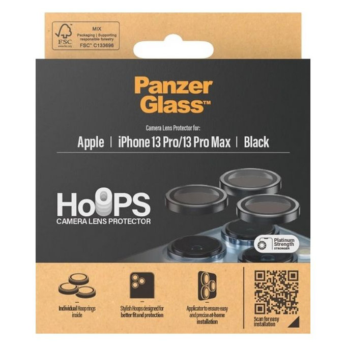 PanzerGlass - Zaštitni poklopac za objektiv kamere Hoops za iPhone 13 Pro a 13 Pro Max, crno