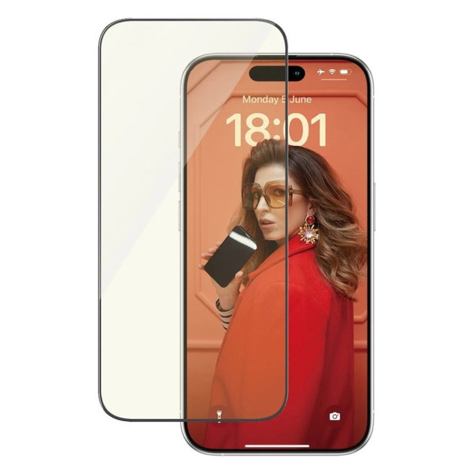 Kaljeno staklo UWF Eyecare s aplikatorom za iPhone 15 Pro, Crna, PanzerGlass