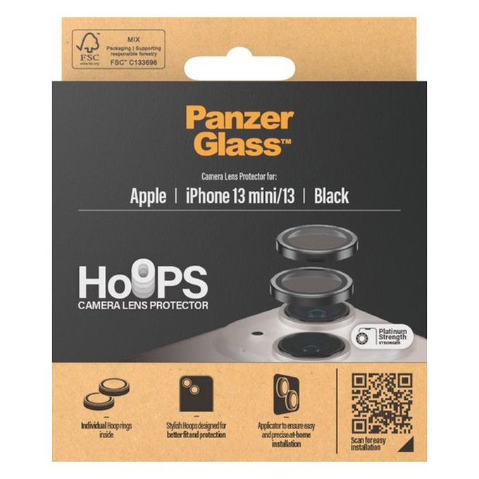 PanzerGlass - Zaštitni poklopac za objektiv kamere Hoops za iPhone 13 a 13 mini, crno