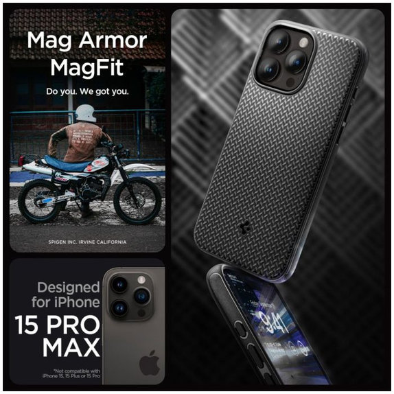 Spigen - Maska Mag Armor s MagSafe za iPhone 15 Pro Max, Matte Black