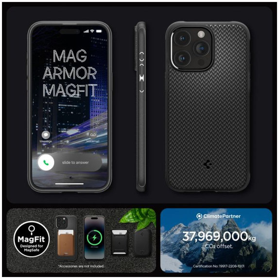 Spigen - Maska Mag Armor s MagSafe za iPhone 15 Pro Max, Matte Black