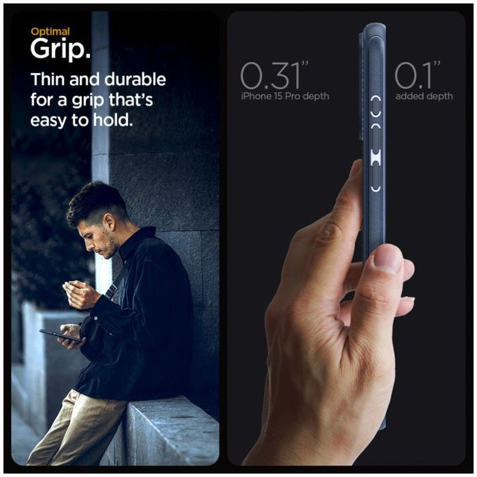 Spigen - Maska Mag Armor s MagSafe za iPhone 15 Pro, Navy Blue