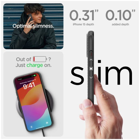 Spigen - Maska Mag Armor s MagSafe za iPhone 15, Matte Black