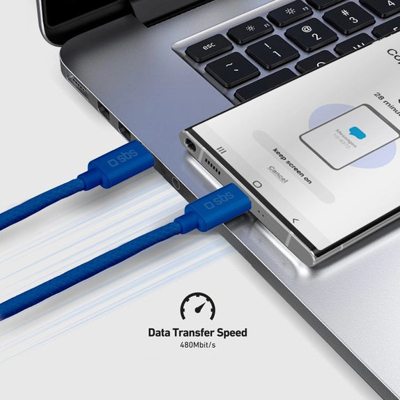 SBS - Kabel USB-C/USB-C, 60W, PD, 1.5m, plava