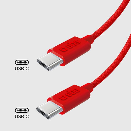 SBS - Kabel USB-C/USB-C, 60W, PD, 1.5m, crvena