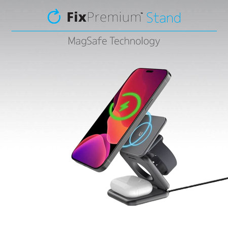 FixPremium - Sklopivi stalak sa MagSafe, crno