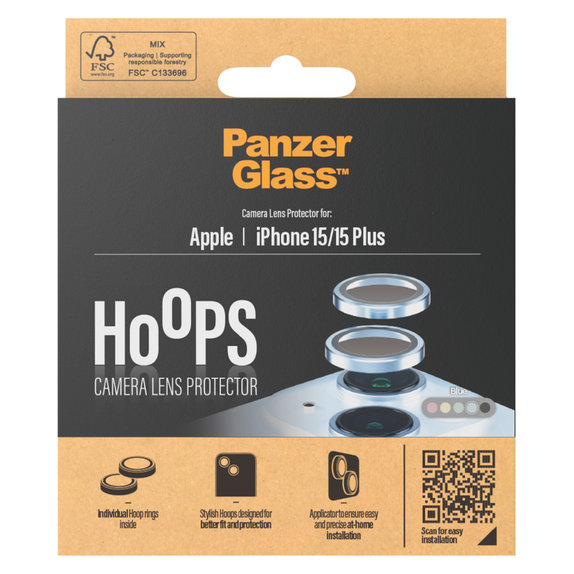 Zaštita objektiva kamere Hoops za iPhone 15/15 Plus, Plava, PanzerGlass
