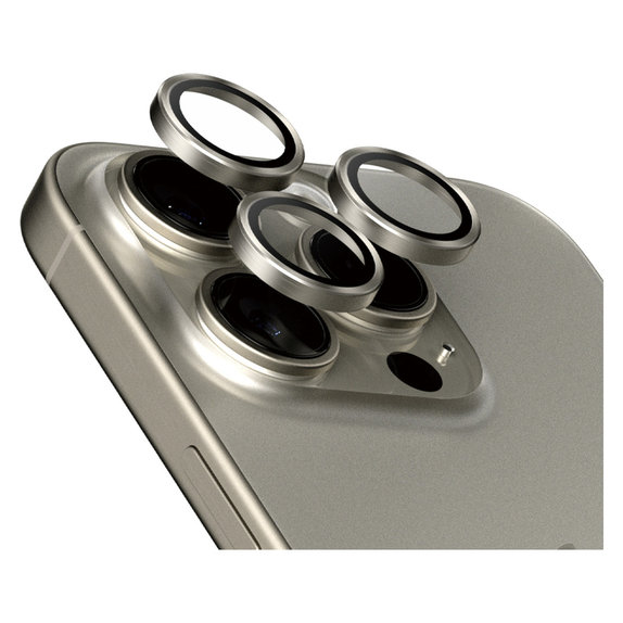 Zaštita objektiva kamere Hoops za iPhone 15 Pro/15 Pro Max, Natural Titanium, PanzerGlass