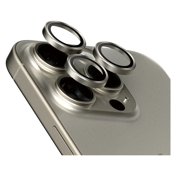Zaštita objektiva kamere Hoops za iPhone 15 Pro/15 Pro Max, Natural Titanium, PanzerGlass