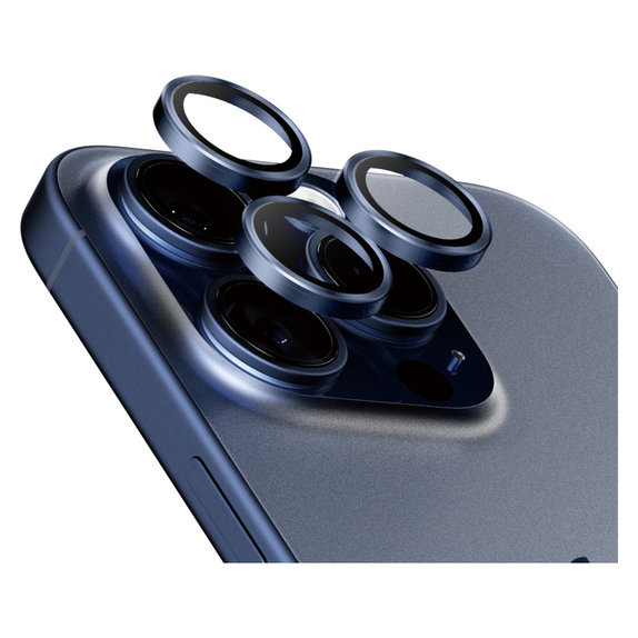 Zaštita objektiva kamere Hoops za iPhone 15 Pro/15 Pro Max, Blue Titanium, PanzerGlass