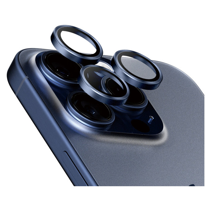 Zaštita objektiva kamere Hoops za iPhone 15 Pro/15 Pro Max, Blue Titanium, PanzerGlass