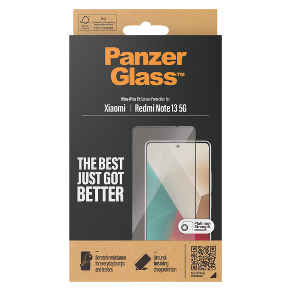 Kaljeno staklo UWF za Xiaomi Redmi Note 13, Crna, PanzerGlass
