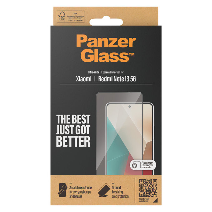 Kaljeno staklo UWF za Xiaomi Redmi Note 13, Crna, PanzerGlass