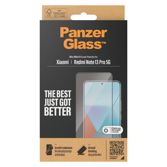 Kaljeno staklo UWF za Xiaomi Redmi Note 13 Pro 5G, Crna, PanzerGlass