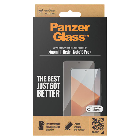 Kaljeno staklo UWF za Xiaomi Redmi Note 13 Pro+, Crna, PanzerGlass