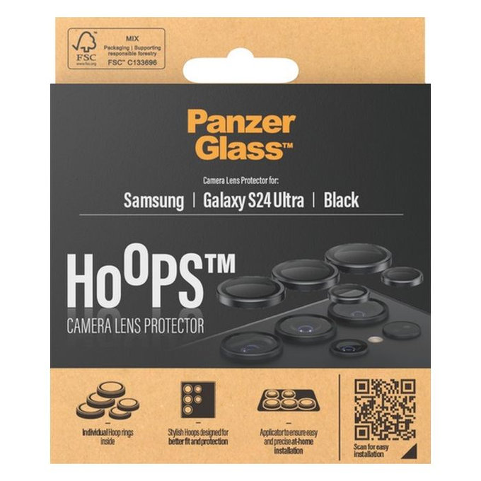 PanzerGlass - Zaštitni poklopac za objektiv kamere Hoops za Samsung Galaxy S24 Ultra, crno