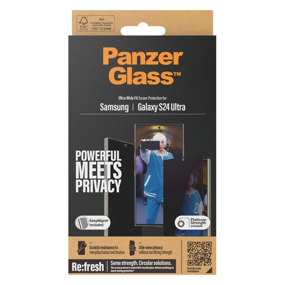 PanzerGlass - Kaljeno Staklo Re:Fresh UWF Privacy s aplikatorom za Samsung Galaxy S24 Ultra, crno