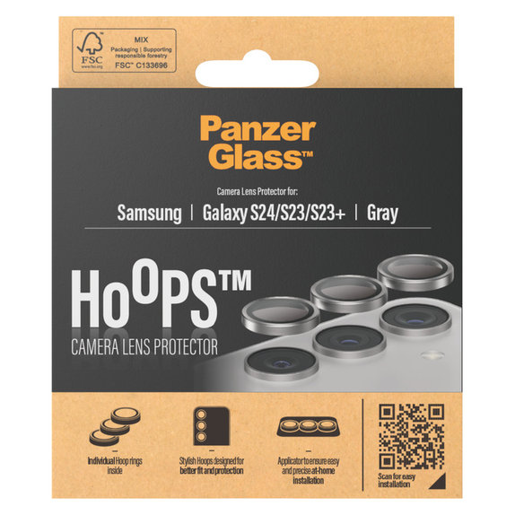 Zaštita objektiva kamere Hoops za Samsung Galaxy S24/S23/S23+, Siva, PanzerGlass