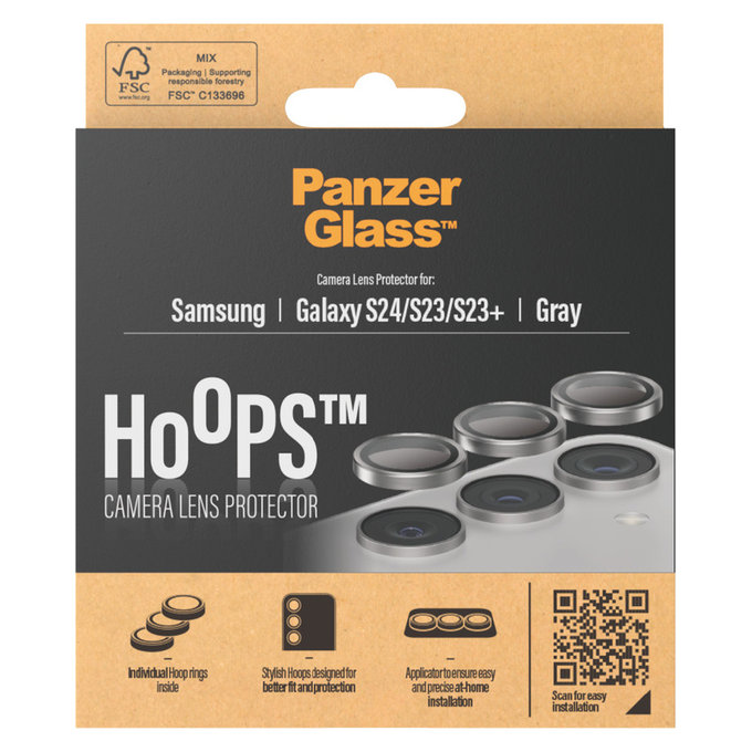 Zaštita objektiva kamere Hoops za Samsung Galaxy S24/S23/S23+, Siva, PanzerGlass