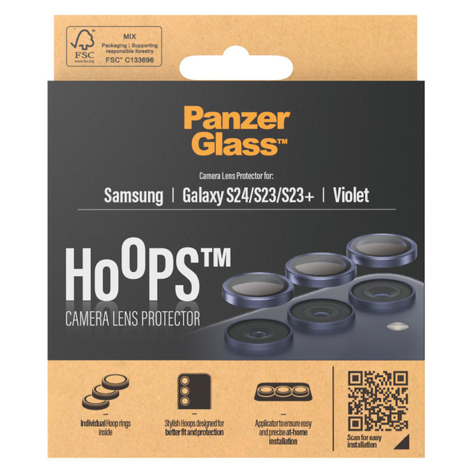 Zaštita objektiva kamere Hoops za Samsung Galaxy S24/S23/S23+, Ljubičasta, PanzerGlass