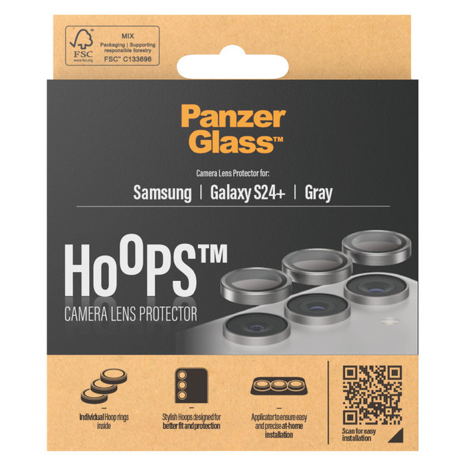 Zaštita objektiva kamere Hoops za Samsung Galaxy S24+, Siva, PanzerGlass