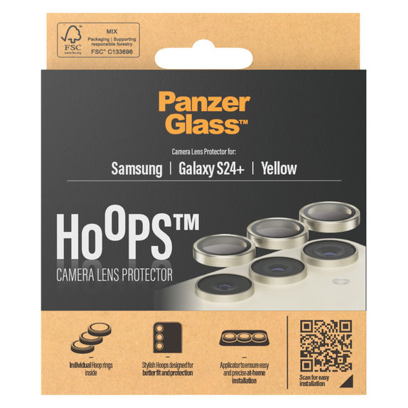 Zaštita objektiva kamere Hoops za Samsung Galaxy S24+, Žuta, PanzerGlass