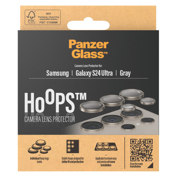 Zaštita objektiva kamere Hoops za Samsung Galaxy S24 Ultra, Siva, PanzerGlass