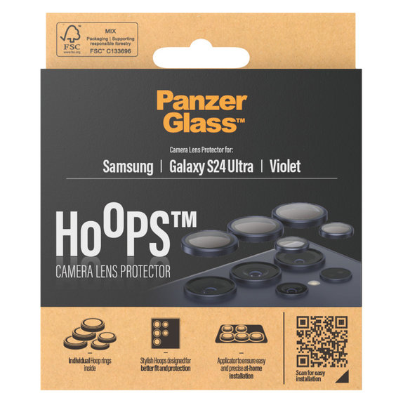 Zaštita objektiva kamere Hoops za Samsung Galaxy S24 Ultra, Ljubičasta, PanzerGlass