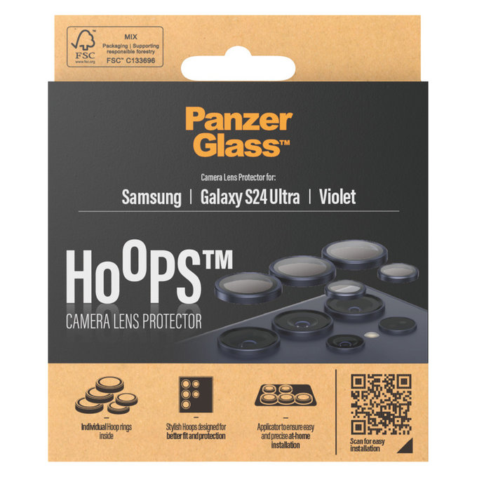 Zaštita objektiva kamere Hoops za Samsung Galaxy S24 Ultra, Ljubičasta, PanzerGlass